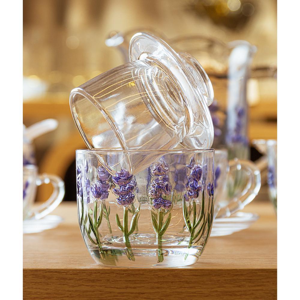 Manteigueira Francesa Lyor Lavanda Hand Painting Cristal Ecológico 9,4cm x 9,8cm para Mesa Posta Café da Manhã Especiais · foto 2