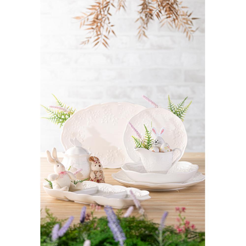 Açucareiro Lyor Butterfly Flower Branco de Porcelana