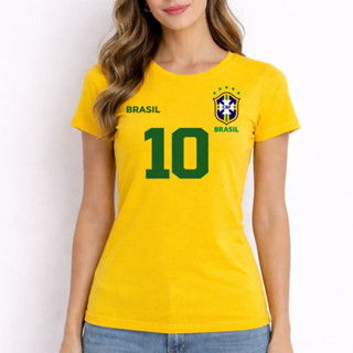 Baby Look Feminina Algodão Brasil Personalizado Com Nome 1100 Copa Do Mundo em Oferta na Shopee