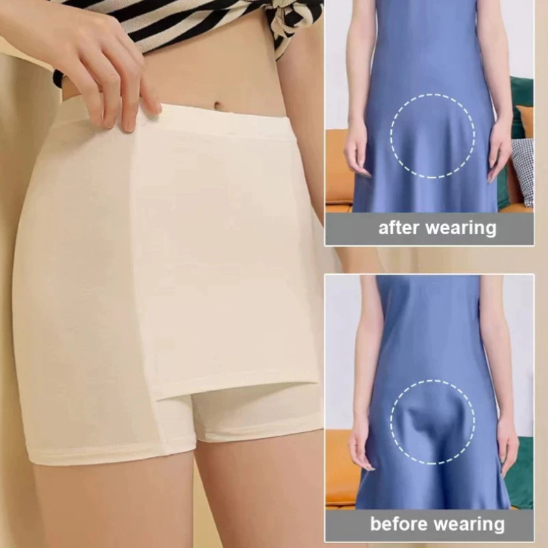 Flarixa Shorts Femininos De Cintura Alta , Camada Dupla , Seda , Resfriamento , Segurança , Sob Saia Slim Fit , Calças S