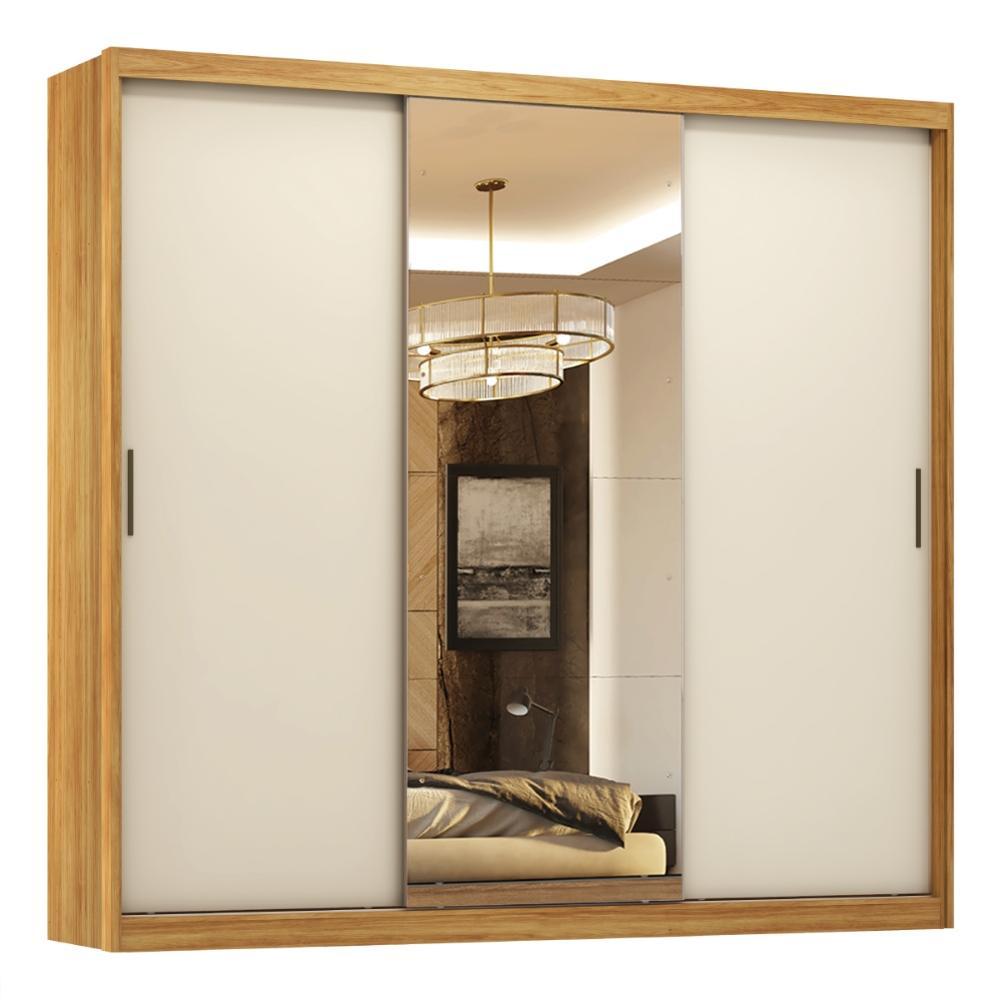 Guarda Roupas Casal com Espelho 3 Portas de Correr 4 Gavetas 100% MDF Dalila Flex em Oferta na Shopee
