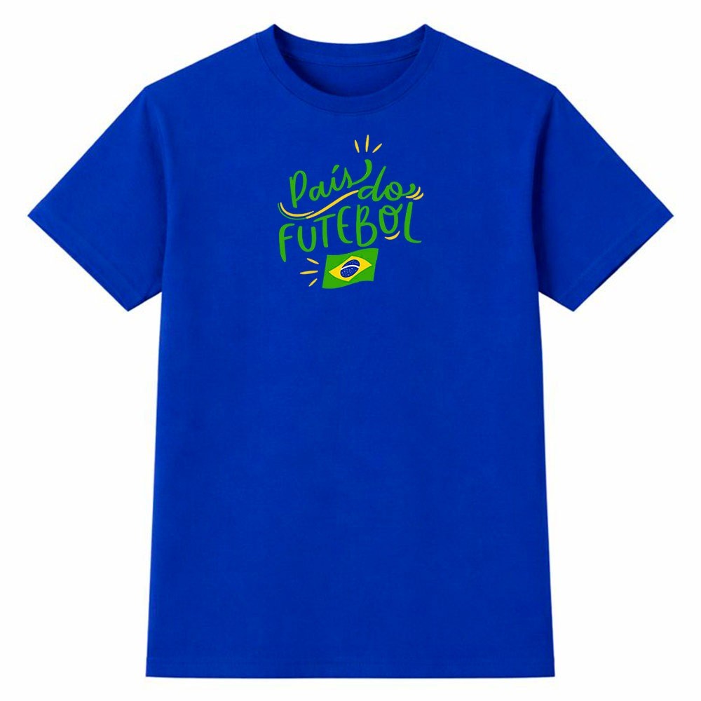 Camiseta Masculina 100% Algodão Camisa País do Futebol Brasil Copa do Mundo Moda Casual Streetwear