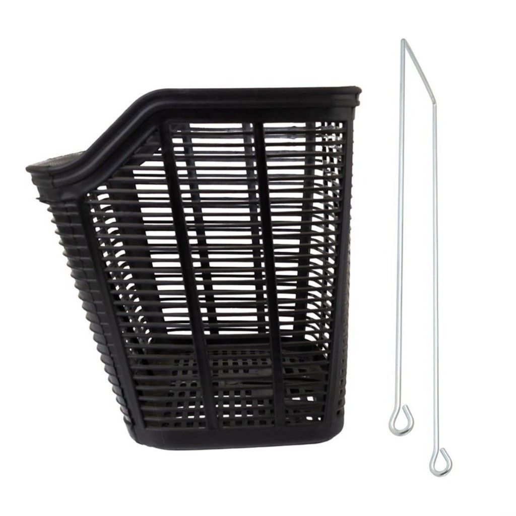 CESTÃO DE PLÁSTICO NYLON PRETA BICICLETA ARO 20 24 26 COM HASTE 34X22X25CM CESTINHA GRANDE BIKE em Oferta na Shopee