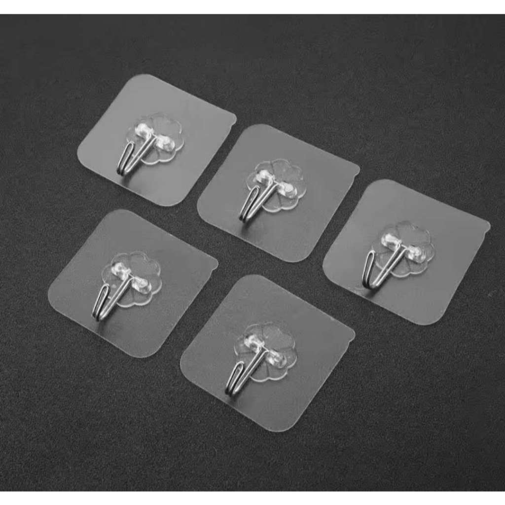 KIT 1/2/3 Ganchos Adesivo Parede Multifuncional Transparente Autocolante Metálico Premium - Aries