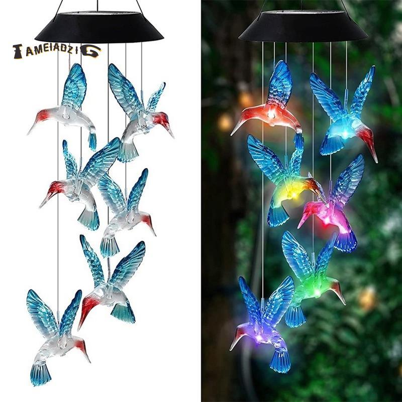 Beija-Flor Movido A Energia Solar-Luz Que Muda De Cor-Decoração De Jardim Ao Ar Livre , Azul