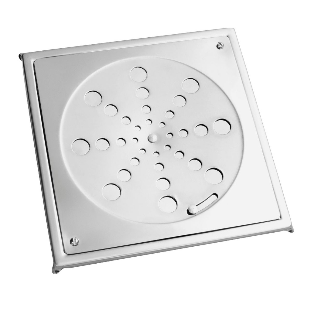 Tampa para Ralo Grelha Inox Quadrada Com Caixilho e Fecho Rotativo 15x15cm Para Banheiro Anti Odor