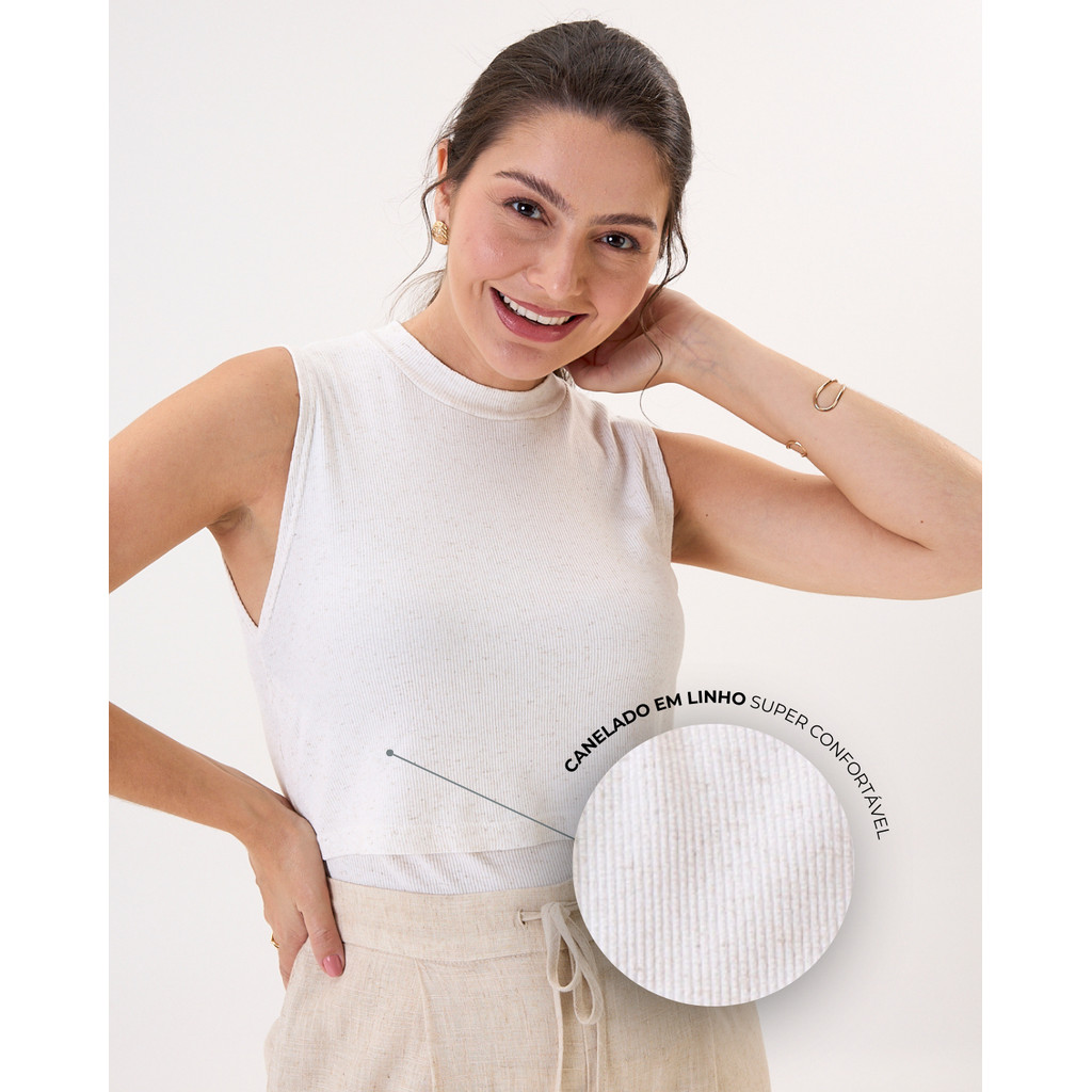 REGATA  DE AMAMENTAÇÃO CANELADA  LINHO