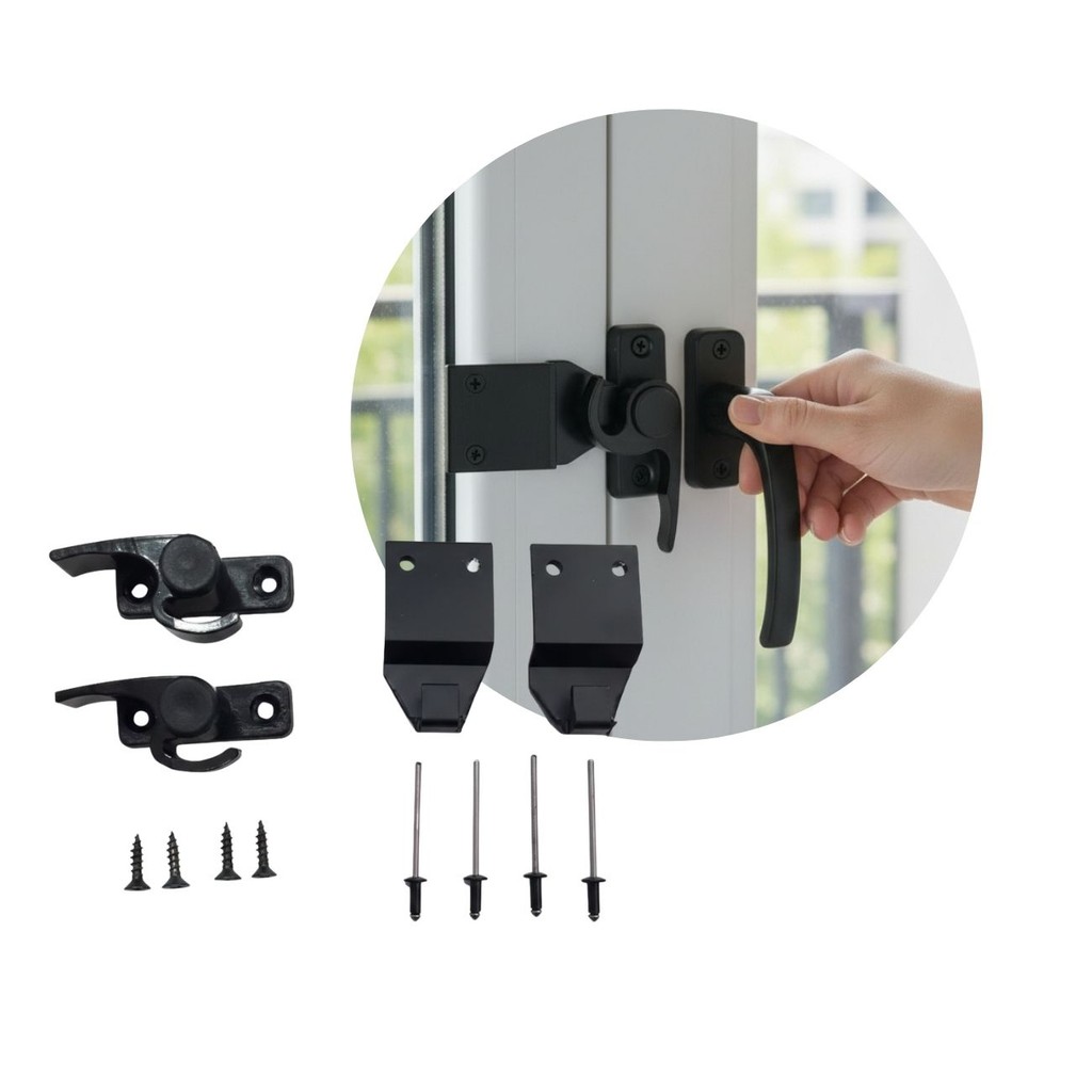 Fecho Japones Caracol Meia Lua 752 Fec-1052 Aluminio  Linha 16 25 30 D/e Preto Janela Porta Balcao  Par Al