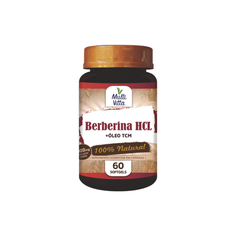 Berberina HCL + Óleo TCM 1000mg 60 Softgels - Multivitta