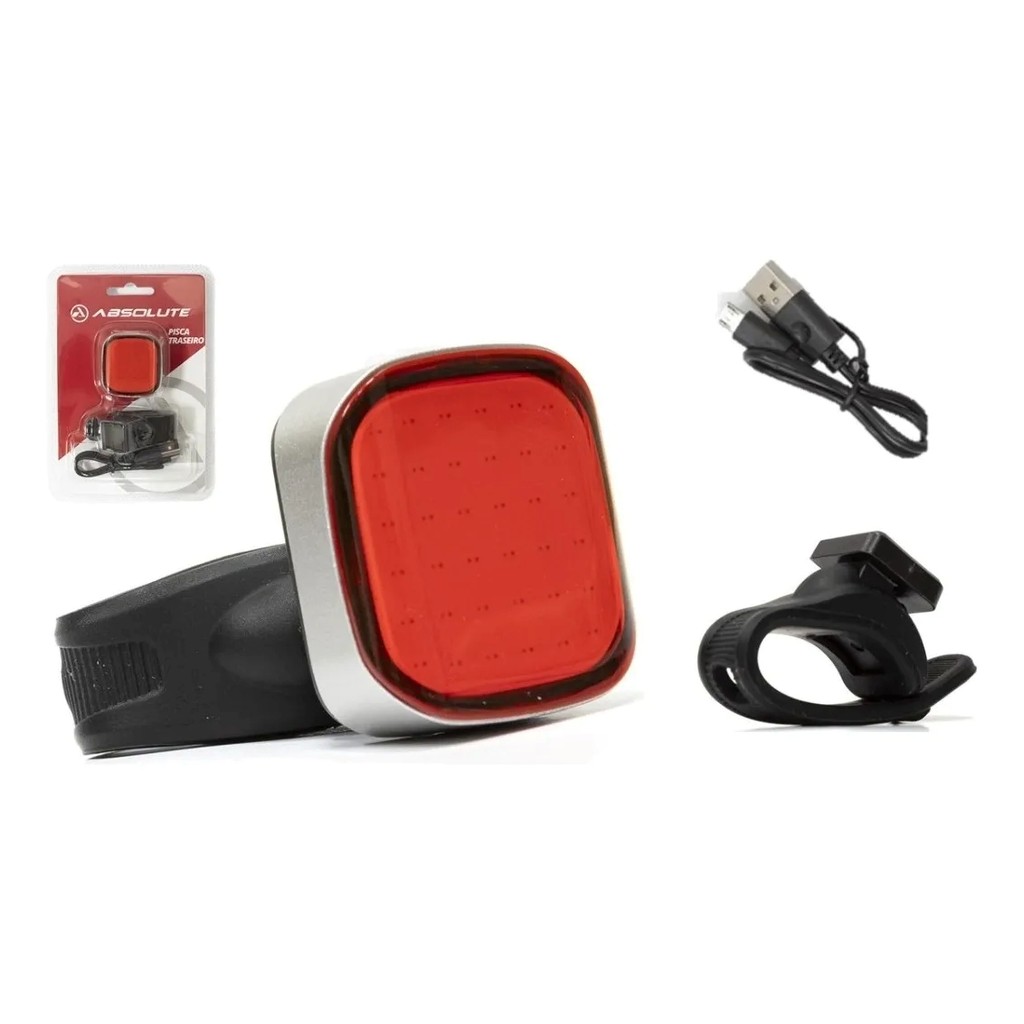 Pisca Traseiro Bicicleta Sinalizador De Bike Absolute Square Preto em Oferta na Shopee