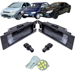 KIT PAR LANTERNA LUZ DE PLACA VECTRA CORSA ASTRA PUNTO PALIO UNO DOBLO COMPLETA COM SOQUETE E LÂMPADAS