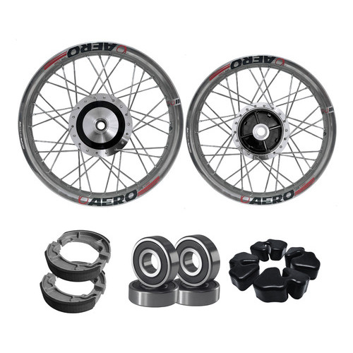 Par Rodas Aro Aero Polido Cubo Diaman Biz 100 110i 125 + Kit Alumínio Polido