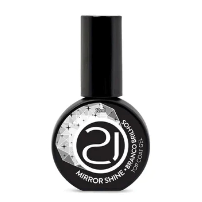 Top Coat Mirror Shine Branco Brilhos 12ml Nails 21