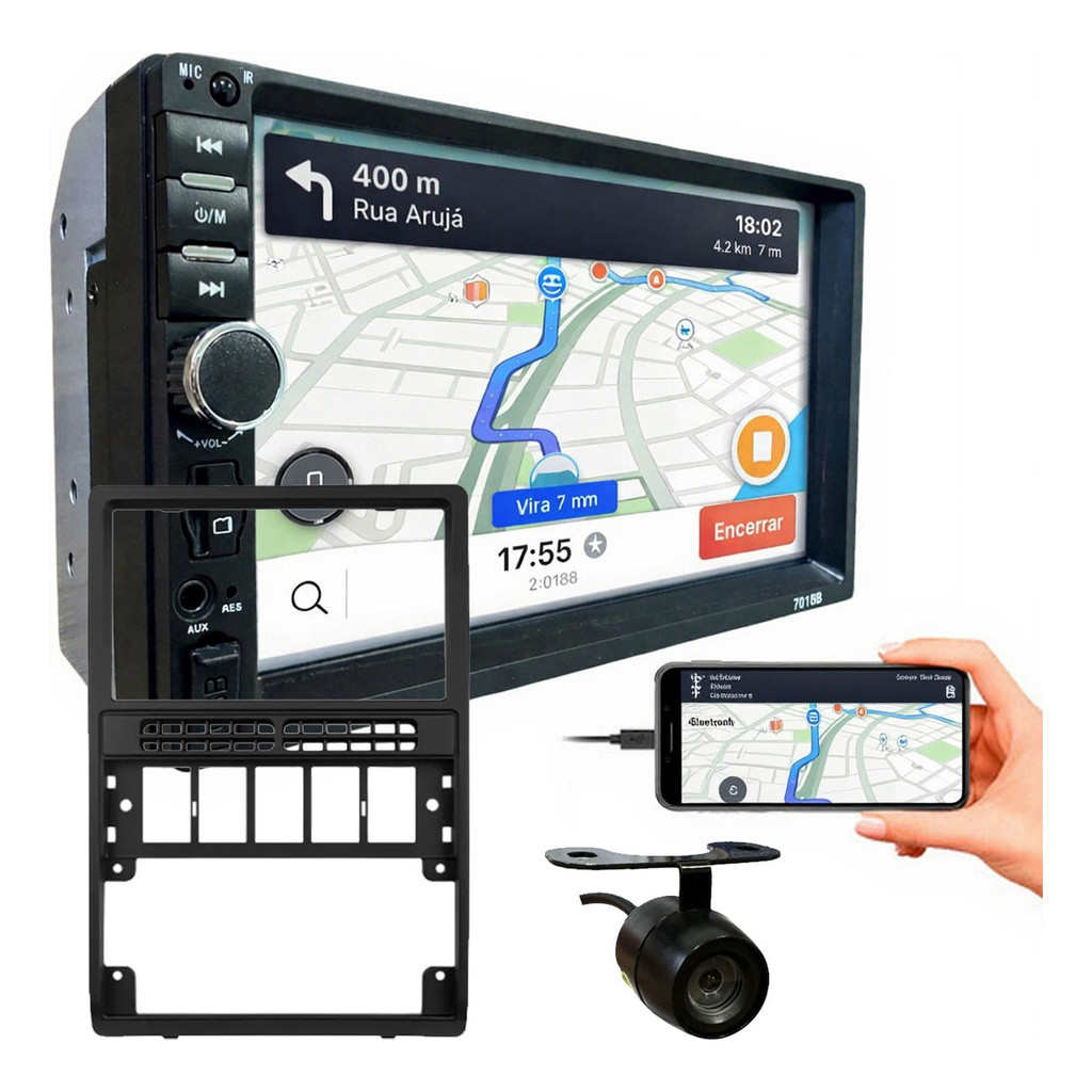 KIT CENTRAL MULTIMIDIA MP5 7 POL CÂMERA DE RÉ GOL G2 PARATI G2 SAVEIRO G2 1994 A 2005 em Oferta na Shopee