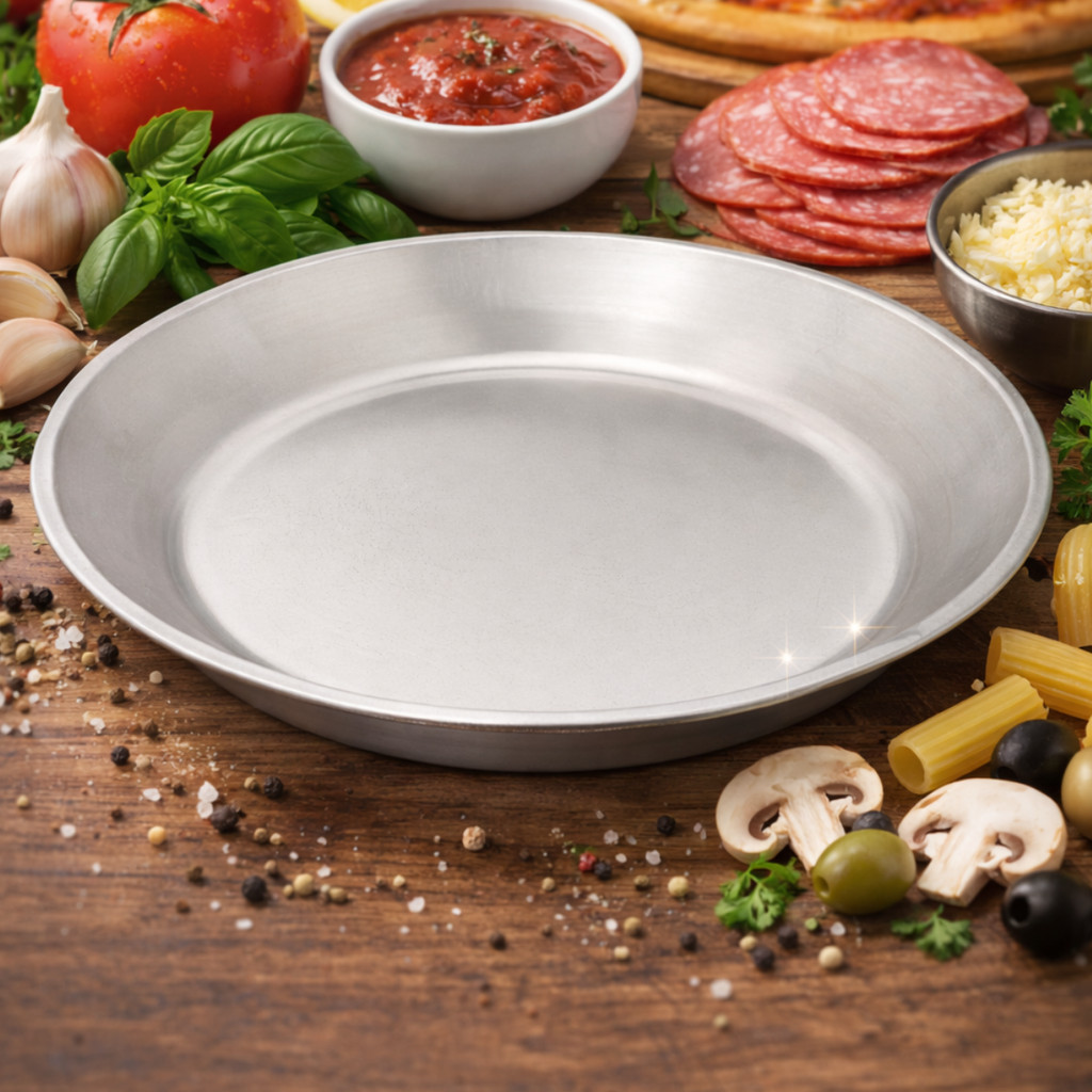 Travessa Prato Redonda Bandeja Para Servir Em Aço Inox 23cm ou 24,5cm Porções