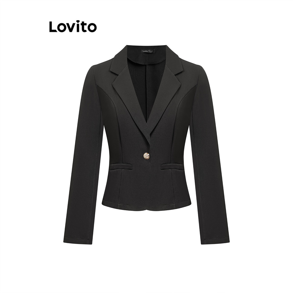 Lovito Blazer Casual Blazer De Botão Liso Para Mulheres L98AD160 em Oferta na Shopee