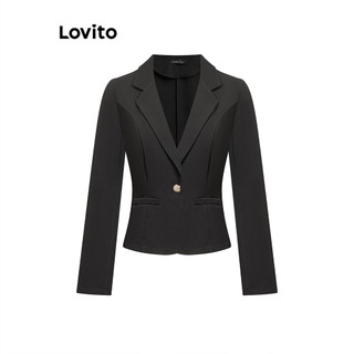Lovito Elegante Blazer Blazer De Botão Liso Para Mulheres L98AD160