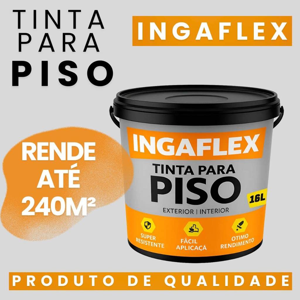Tinta Para Piso Ingaflex 16L Alta Resistência Antiderrapante Ideal Garagem Quadra Área Externa