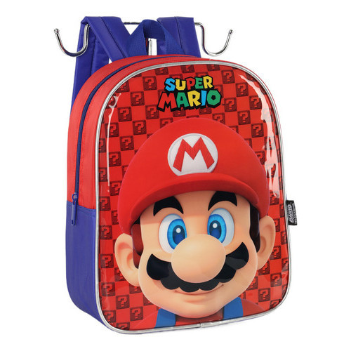 Mochila Costas Escolar Infantil Super Mario Bros Cor Vermelho