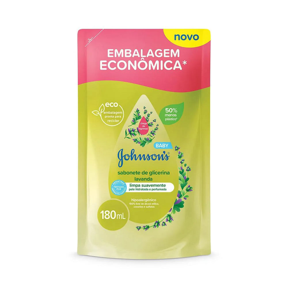 Sabonete Líquido Johnsons Baby Glicerina Lavanda Refil 180ml em Oferta na Shopee