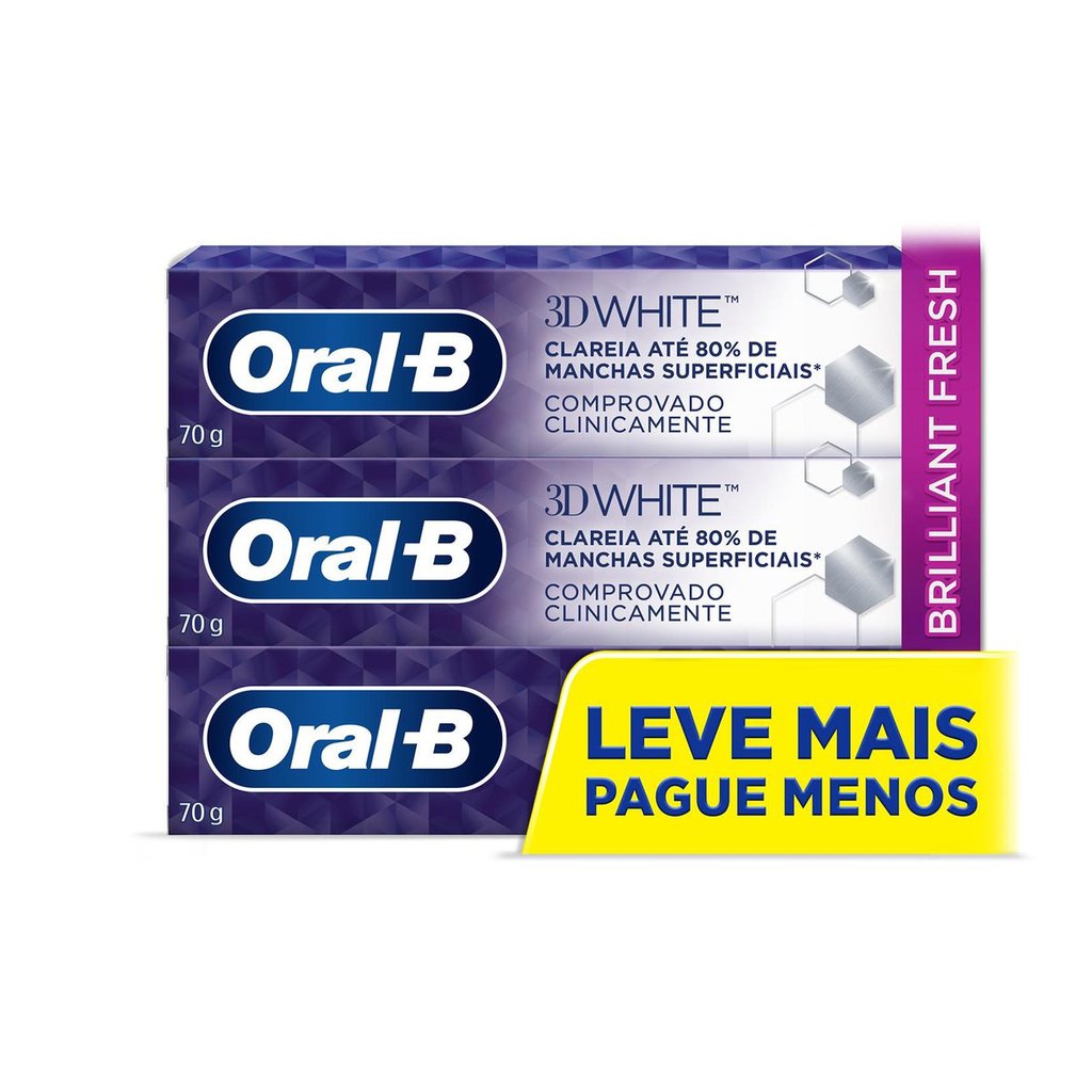 Creme Dental Oral-B 3D White Brilliant Fresh 3 Unidades