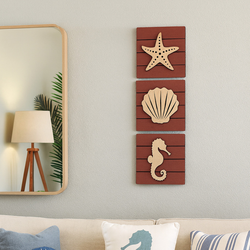 Kit 3 Quadros Decorativos Marinhos para Casa de praia Hotel Pousada em Oferta na Shopee