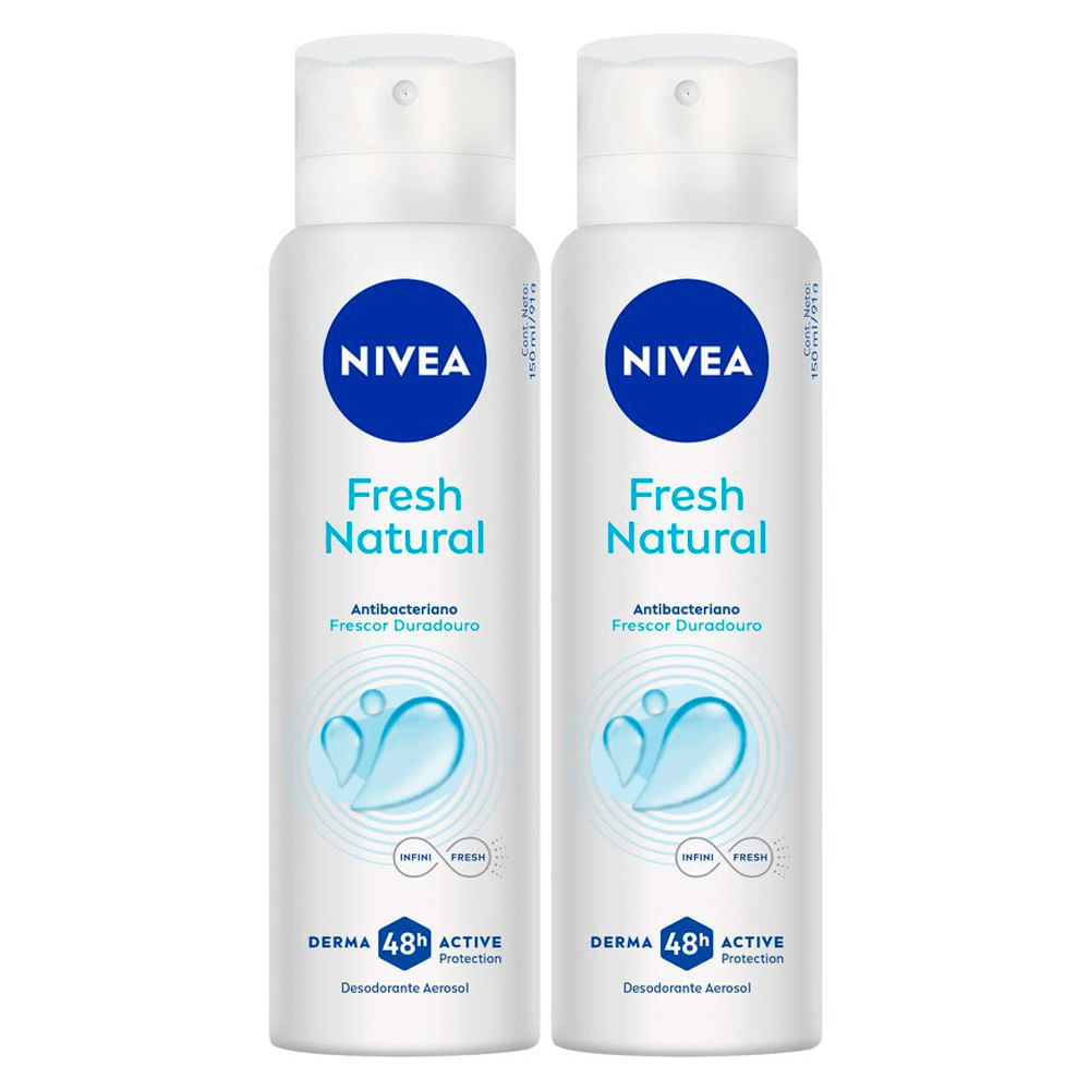 Kit 2 Desodorante Nivea Fresh Natural Aerosol 48h 150ml em Oferta na Shopee