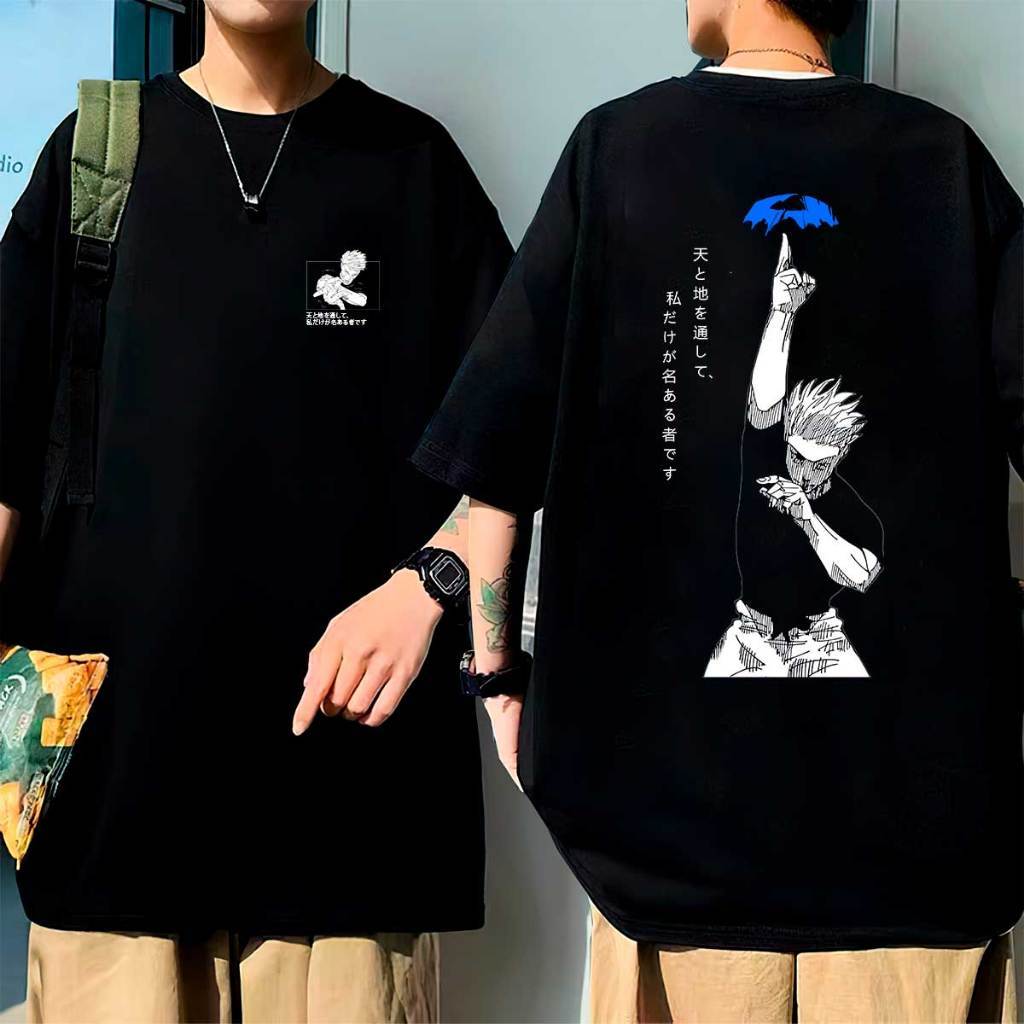Camiseta Oversized Anime Satoru Gojo Jujutsu Kaisen Feiticeiro Camisa 100% Algodão Unissex