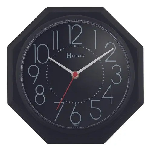 Relogio De Parede Herweg 6117 Octogono Original Preto