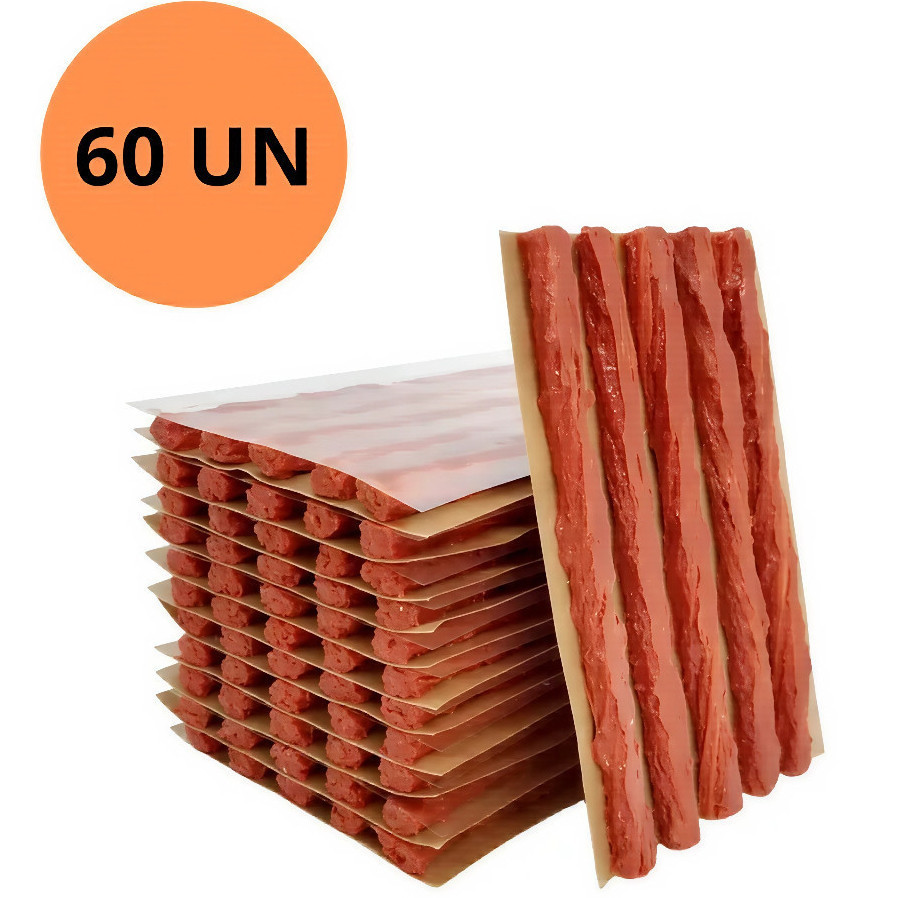 Kit 60 Reparo Pneu Sem Câmara 60 Refil Macarrão Carro Moto SOS