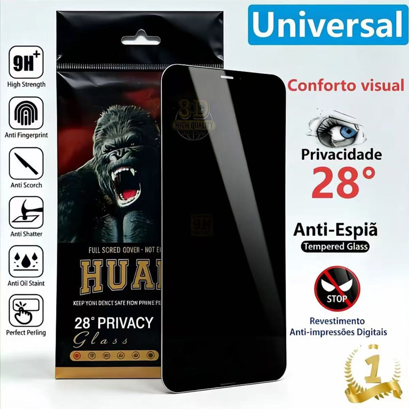 Película 9D/3D Anti-Espia 28° Vidro Temperado 9H+ Compatível com iPhone MPS01 em Oferta na Shopee