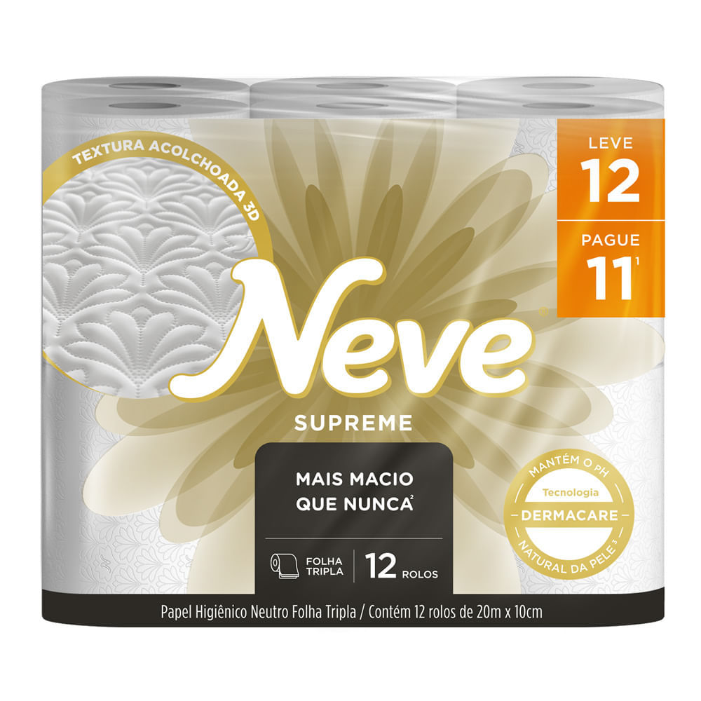 Papel Higiênico Neve Supreme Neutro Folha Tripla Leve 12 Pague 11 Unidades em Oferta na Shopee