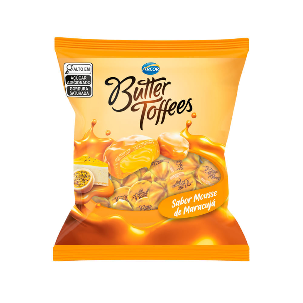 Bala Arcor Butter Toffees Sabor Mousse de Maracujá 90g em Oferta na Shopee