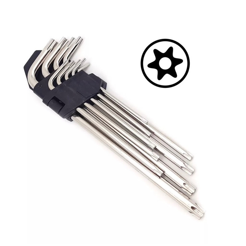 Jogo Chave Torx Aço Tipo L Com 9 Peças T10 A T50 Longa em Oferta na Shopee