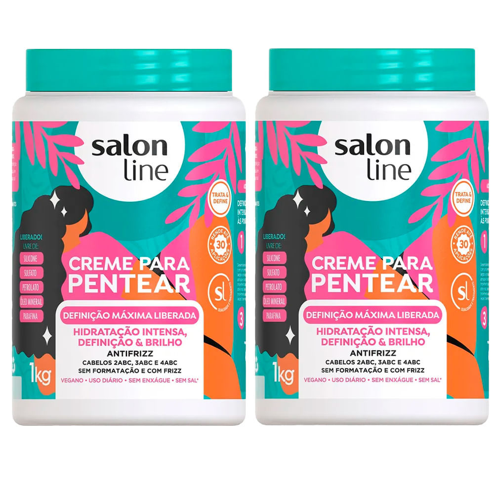 Kit Creme Para Pentear Salon Line Definição Máxima Liberado 1kg - 2 Unidades em Oferta na Shopee