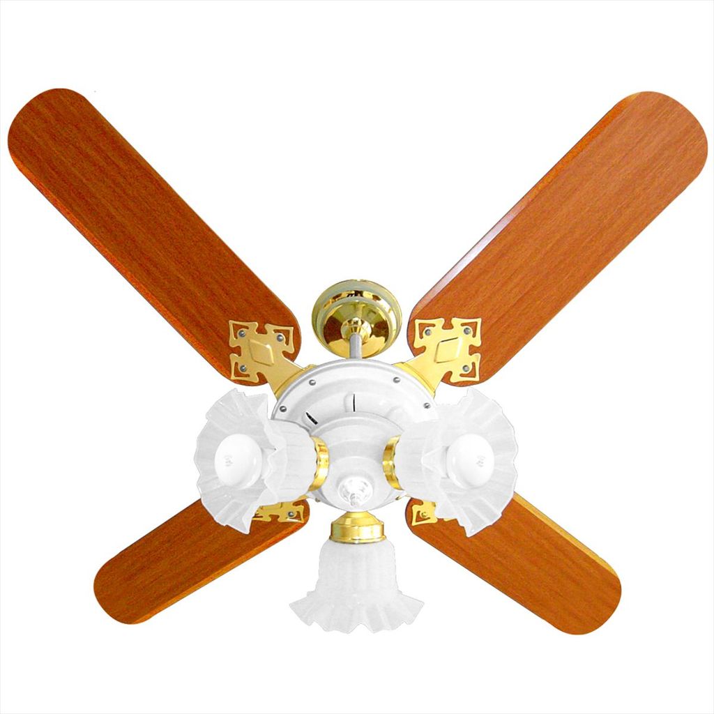 Ventilador de Teto New Zeta 4 Pás c/ Lustre Branco//Mogno 127V-220V 96cm Venti-Delta
