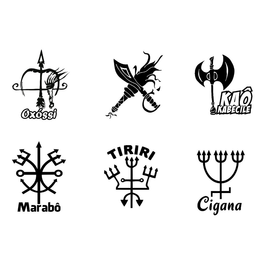 6 Adesivos- Oxossi, Iansã, Xango, Marabô, Tiriri E Cigana