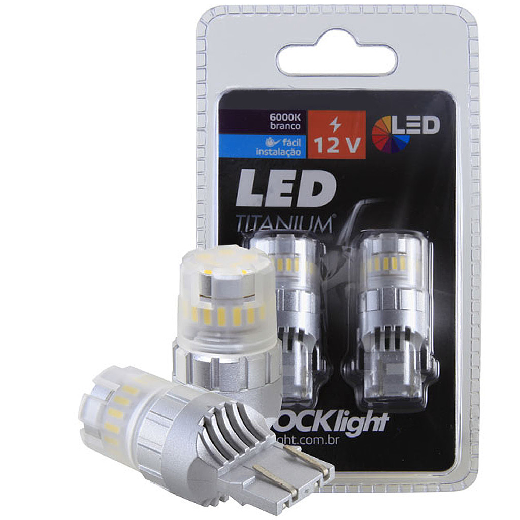 Kit Par Lâmpada T20 Titanium 2 Polos Branco 23 Leds 6000k T20 7443 - 2 Polos Branco-frio