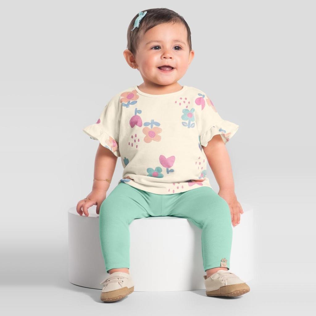 Conjunto bebê menina de flores Brandili Baby
