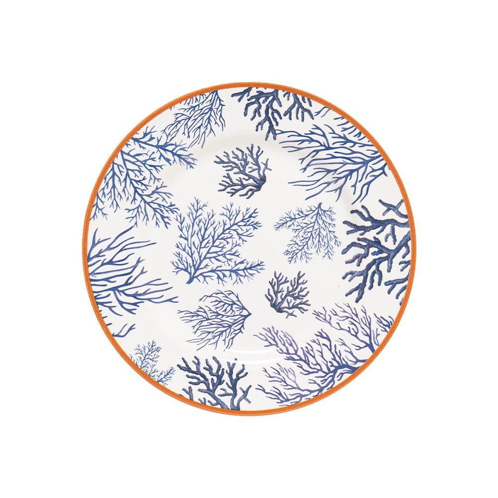 Prato de Sobremesa Copa e Cia Aquarelle em Cerâmica Náutico Coral
