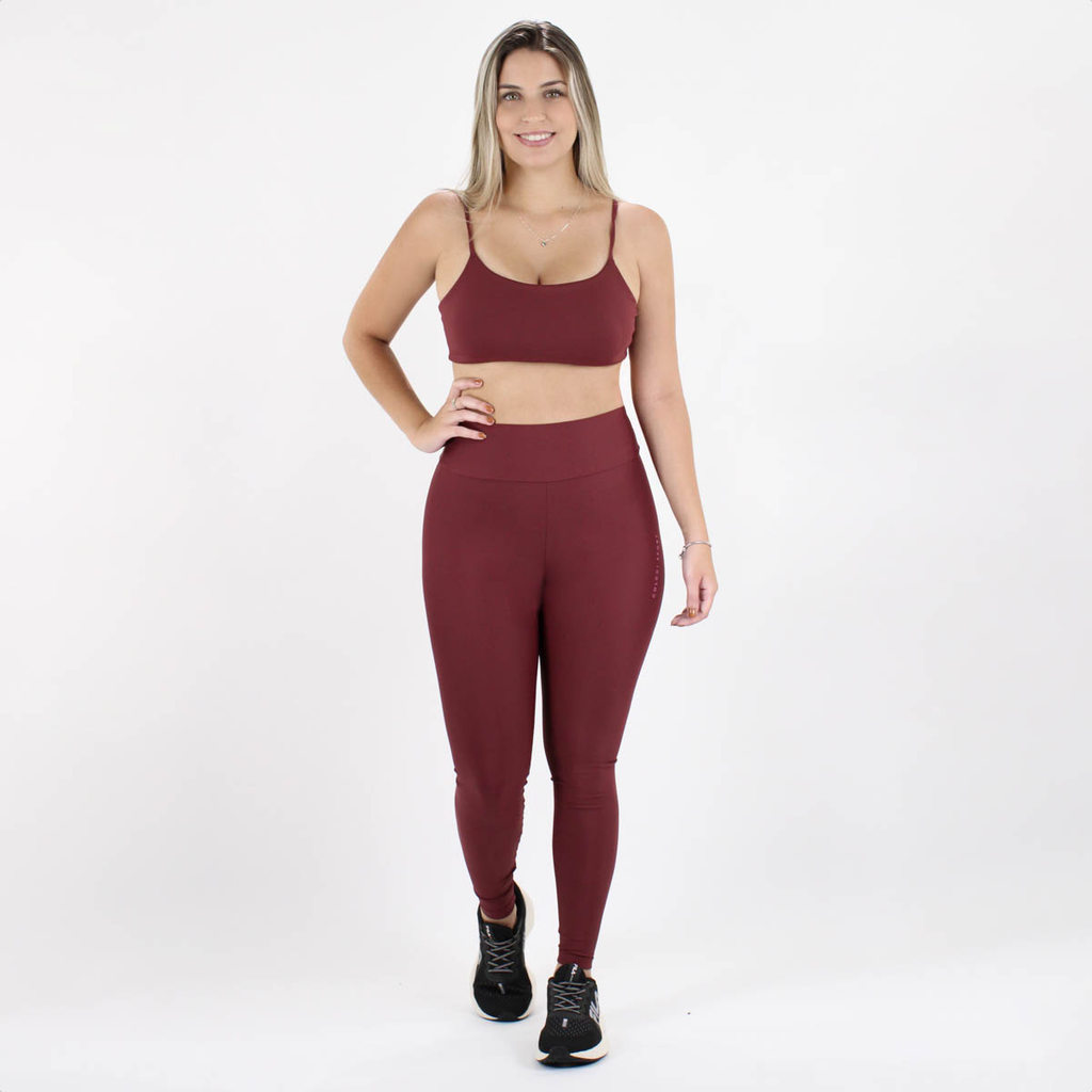Calça Legging Colcci Sport Perfect Fit Logo Bordô - Feminino