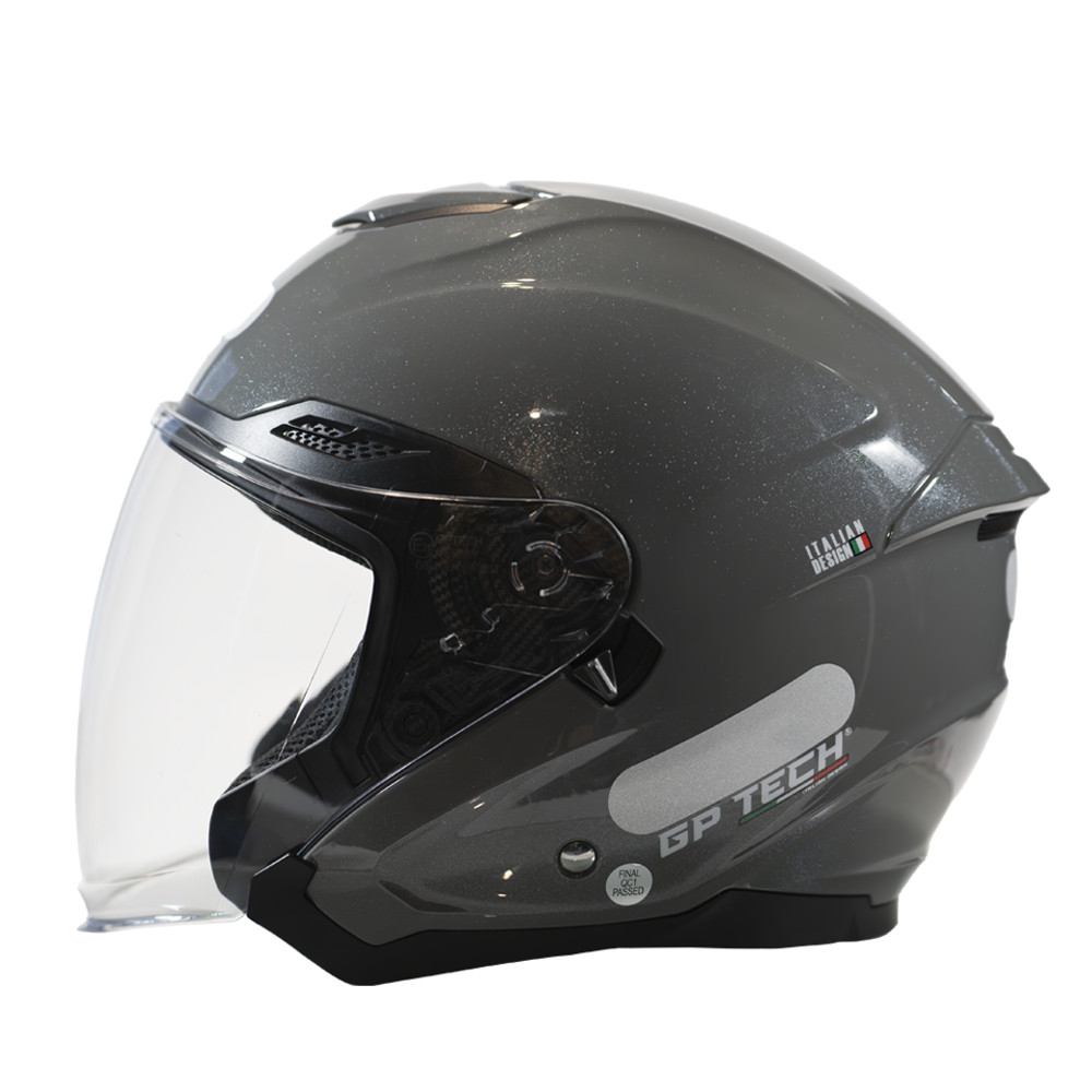 Capacete Gp Tech Open OF669 Metalizado Com Viseira Interna Fumê