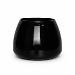 Vaso Redondo Largo Vidro Preto Vaso Decoração Casa Enfeites