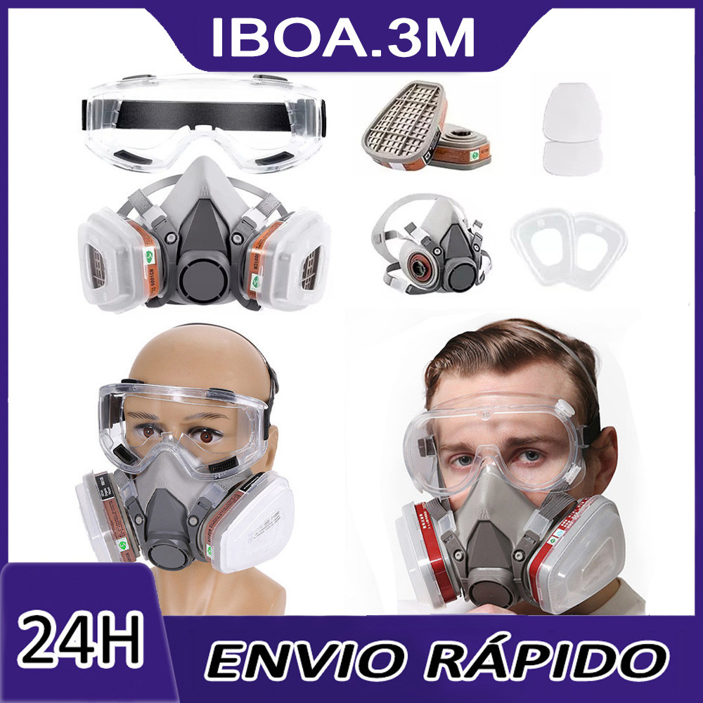 Nova Máscara Respiratória De Carbono Ativado Máscara De Gás De Pintura Em Spray Com Óculos De Proteção