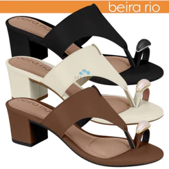 Tamanco Feminino Beira Rio Salto Bloco Tira Diferenciada Pedra Original
