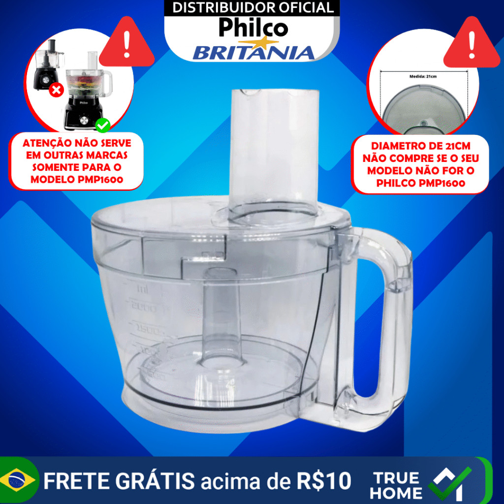 JARRA COM TAMPA PROCESSADOR PHILCO PMP1600P PMP1600V ORIGINAL JARRA COMPLETA MULTIPROCESSADOR
