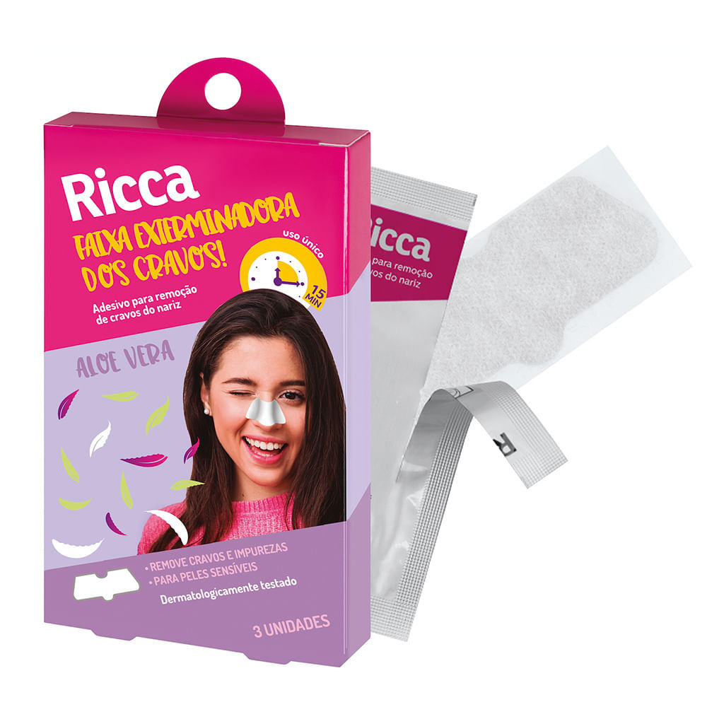 Adesivo para Remoção de Cravos do Nariz Ricca com 3 Unidades em Oferta na Shopee