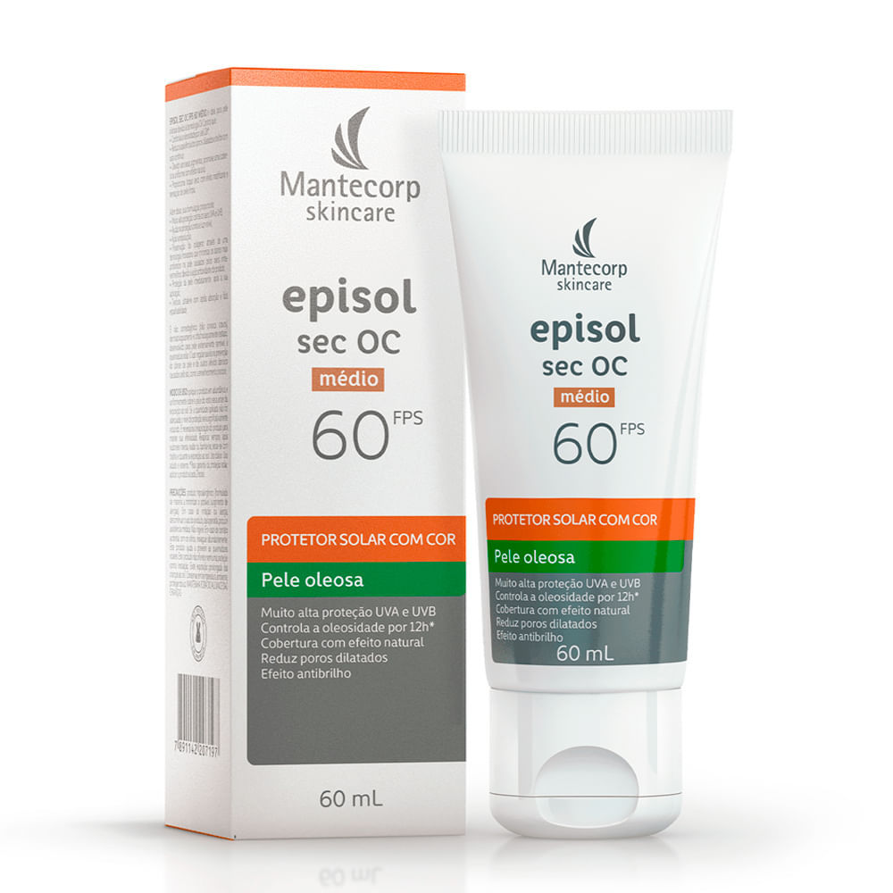 Protetor Solar Episol Sec OC com Cor Pele Oleosa Médio FPS 60 60ml em Oferta na Shopee