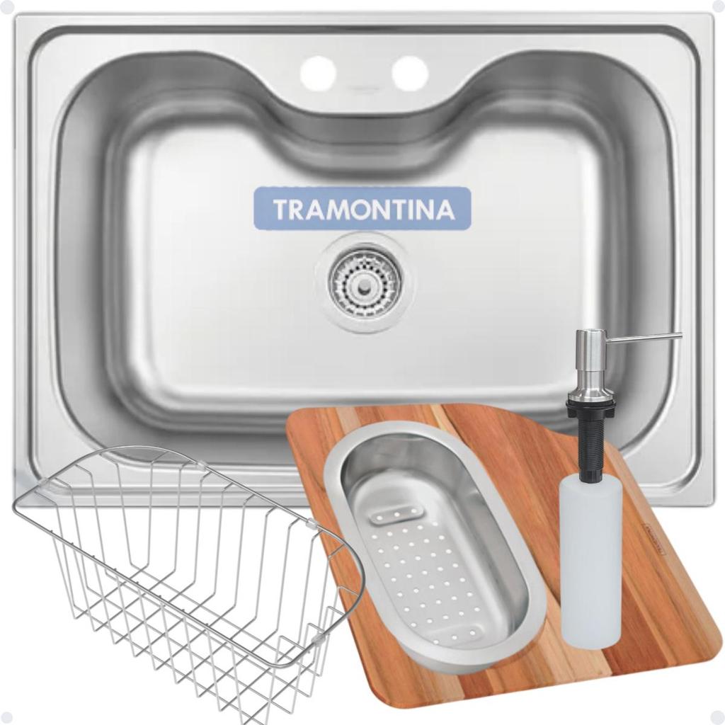 Cuba Tramontina Morgana Acessórios 60FX AC + Dosador Tramontina de Embutir 500ml