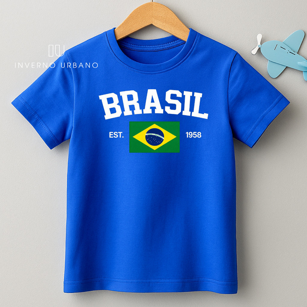 Camiseta Infantil Brasil Juvenil Copa do Mundo Fofa Aesthetic100% Algodão Menino Menina Torcedor